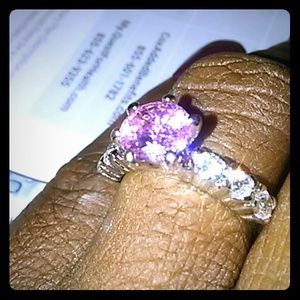 PINK SOLITAIRE CZ ENGAGEMENT RING